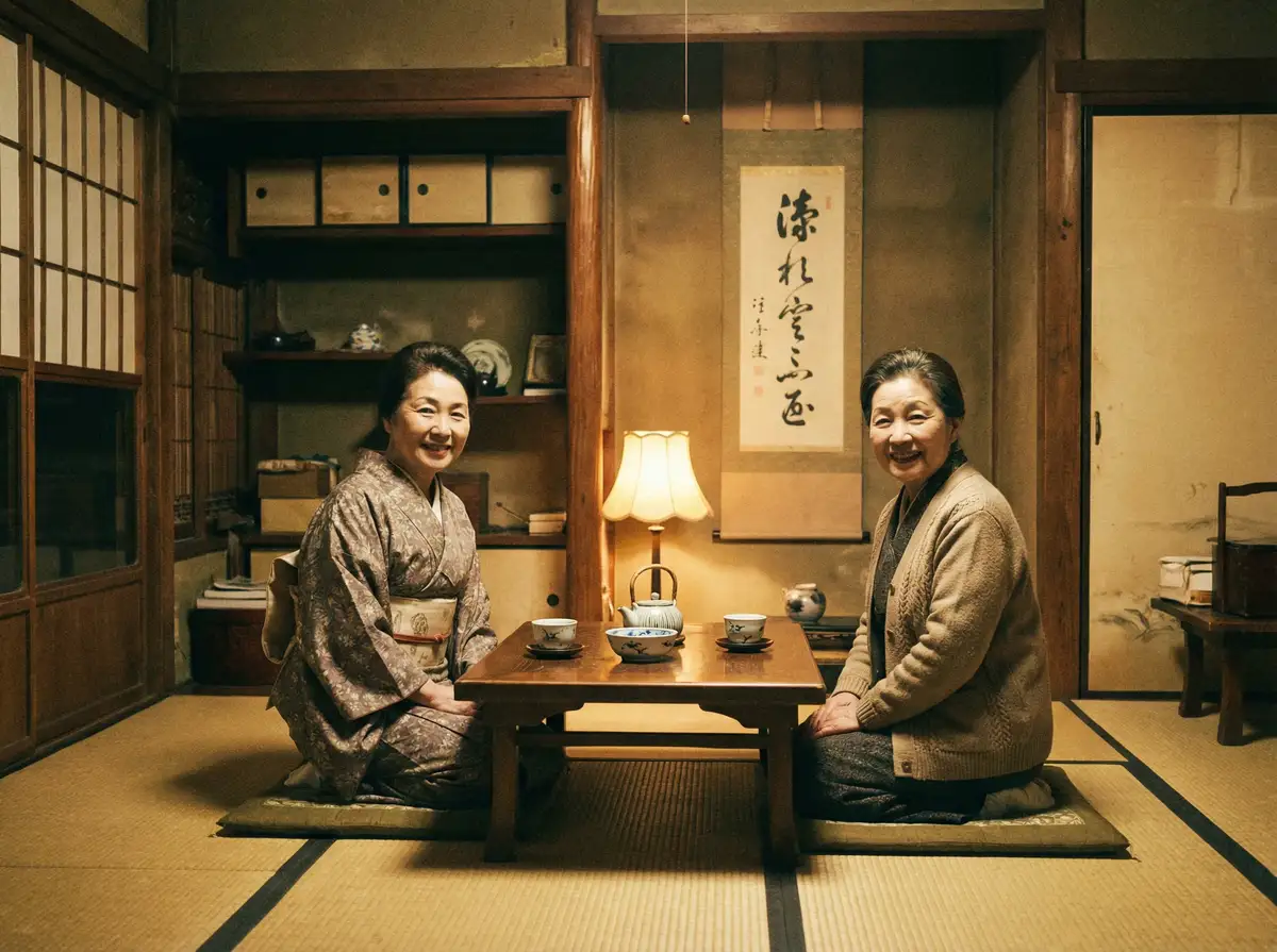 两位优雅的 受胎岛1-4动漫在线观看第二季 在日式茶室中品茶交谈